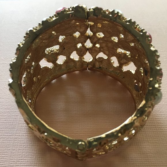 Colorful Stone Gold Bangle Bracelet GUC - Picture 3 of 3